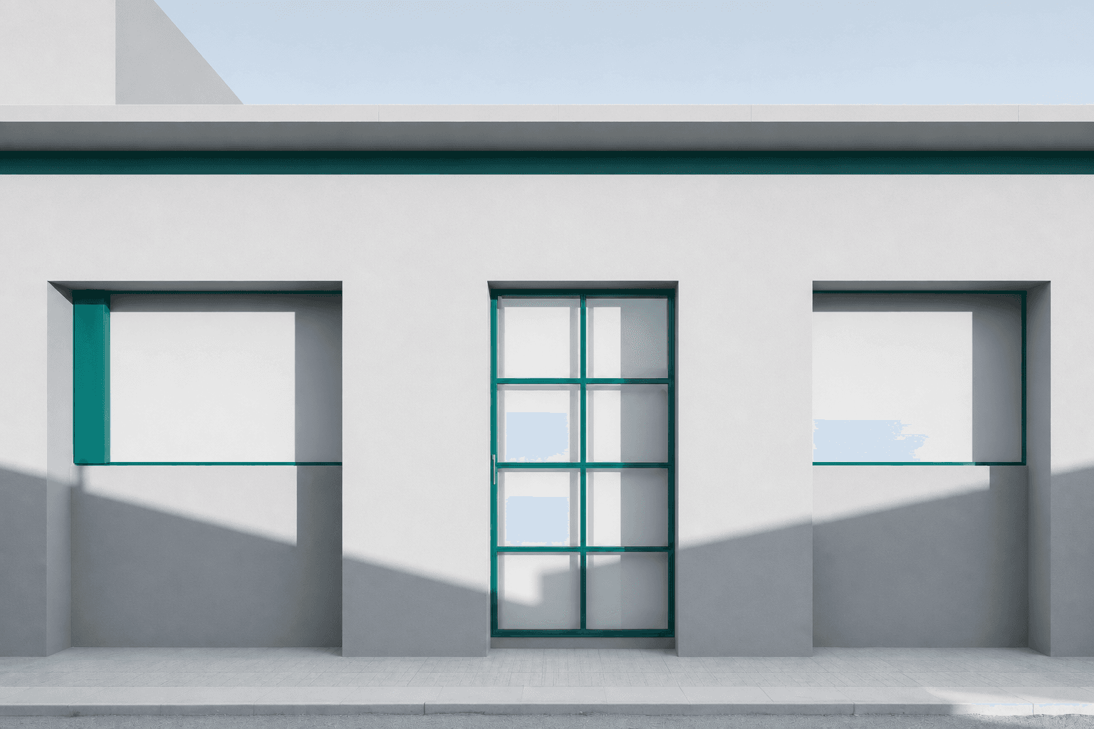 Sunlit architectural facade